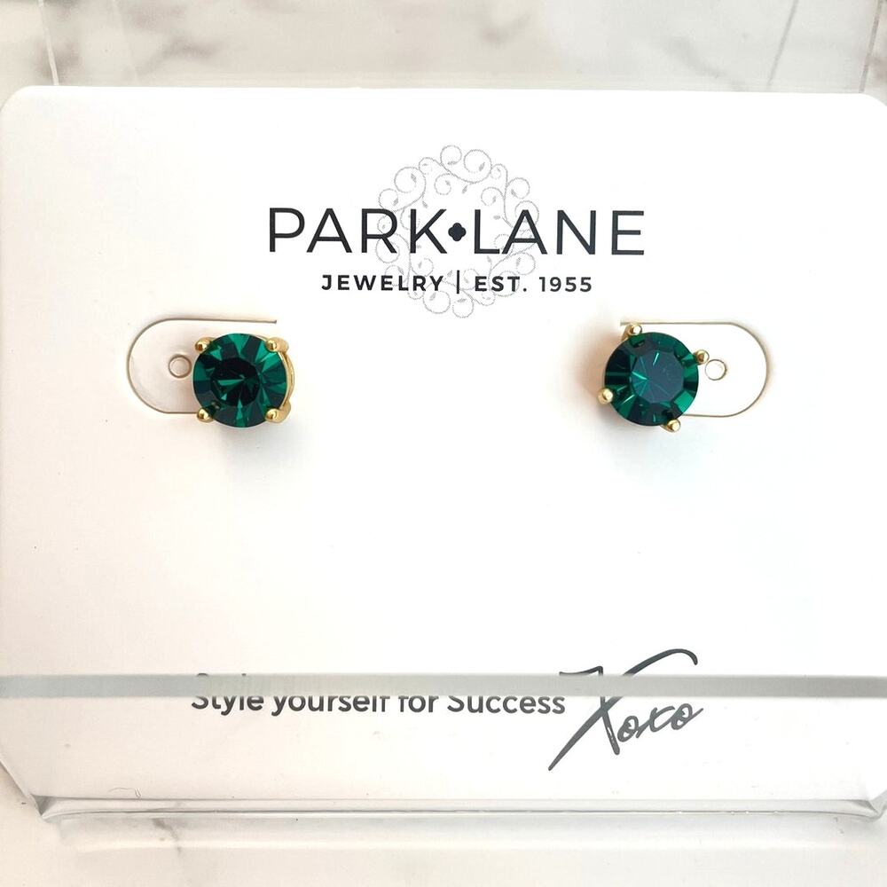 Park Lane Jewelry "Impression" Stud Earrings in Emerald Green NWT - Picture 2 of 4
